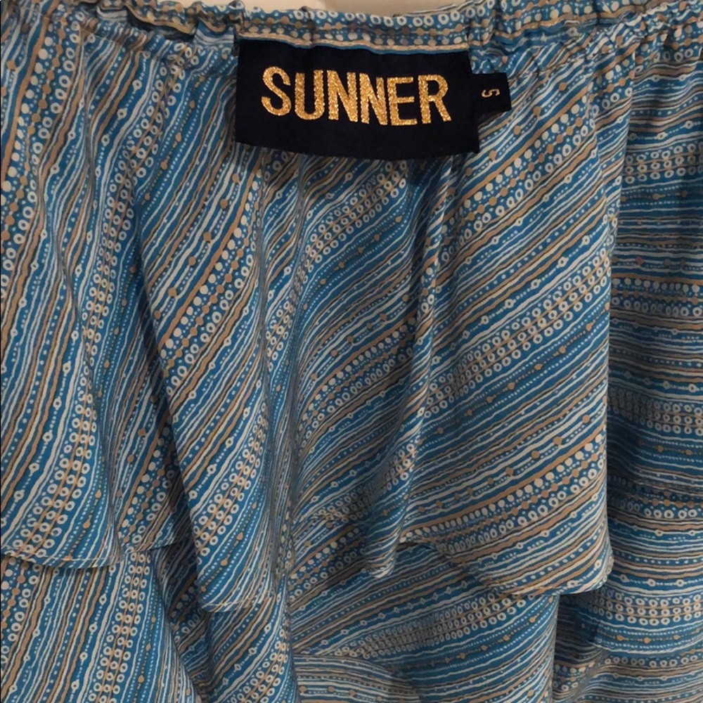 Sunner Blue Pattern Strapless Blouse - image 3